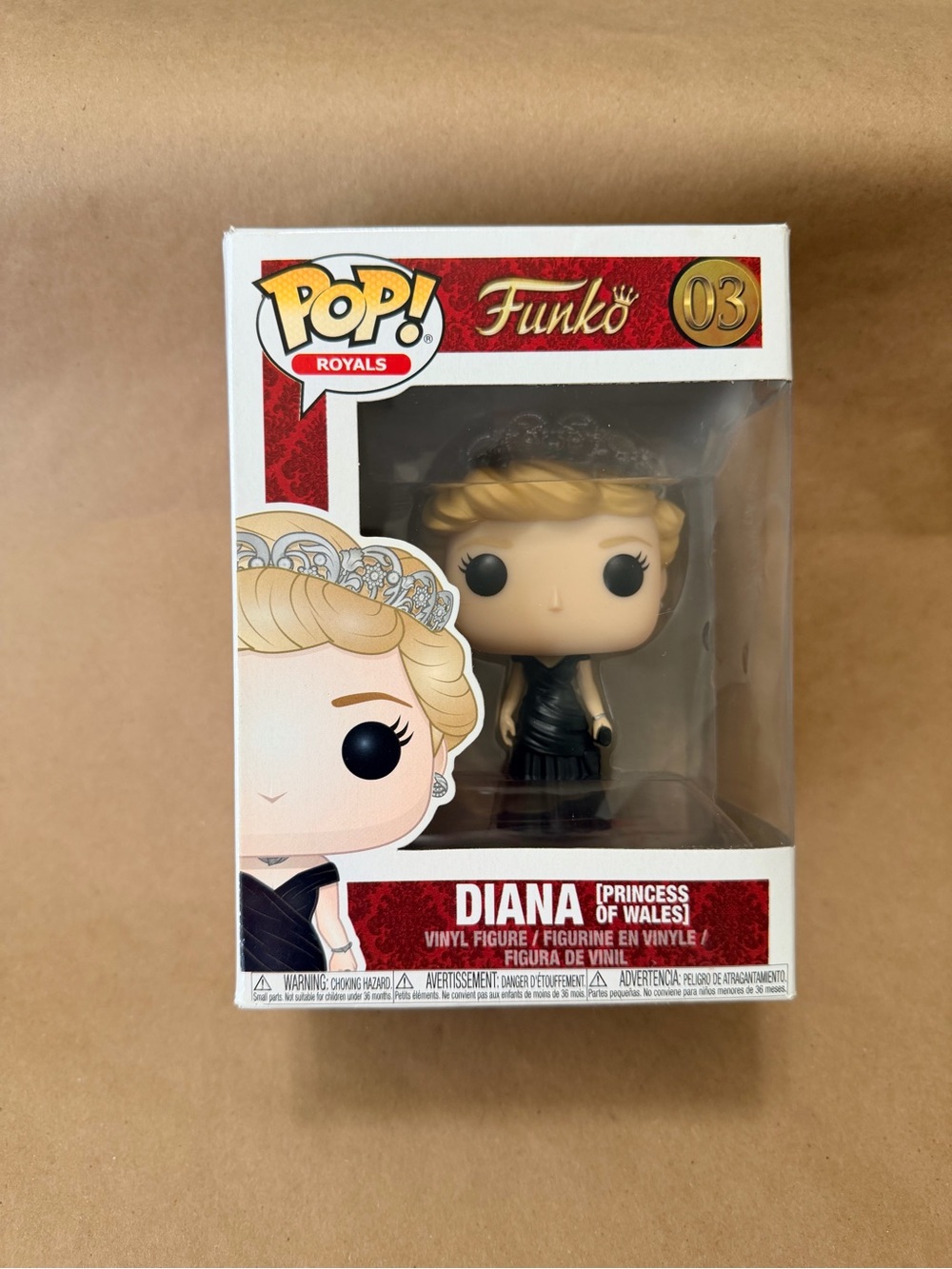 Funko Diana Princess of Wales Blonde Hair Black Gown Pop! Figure